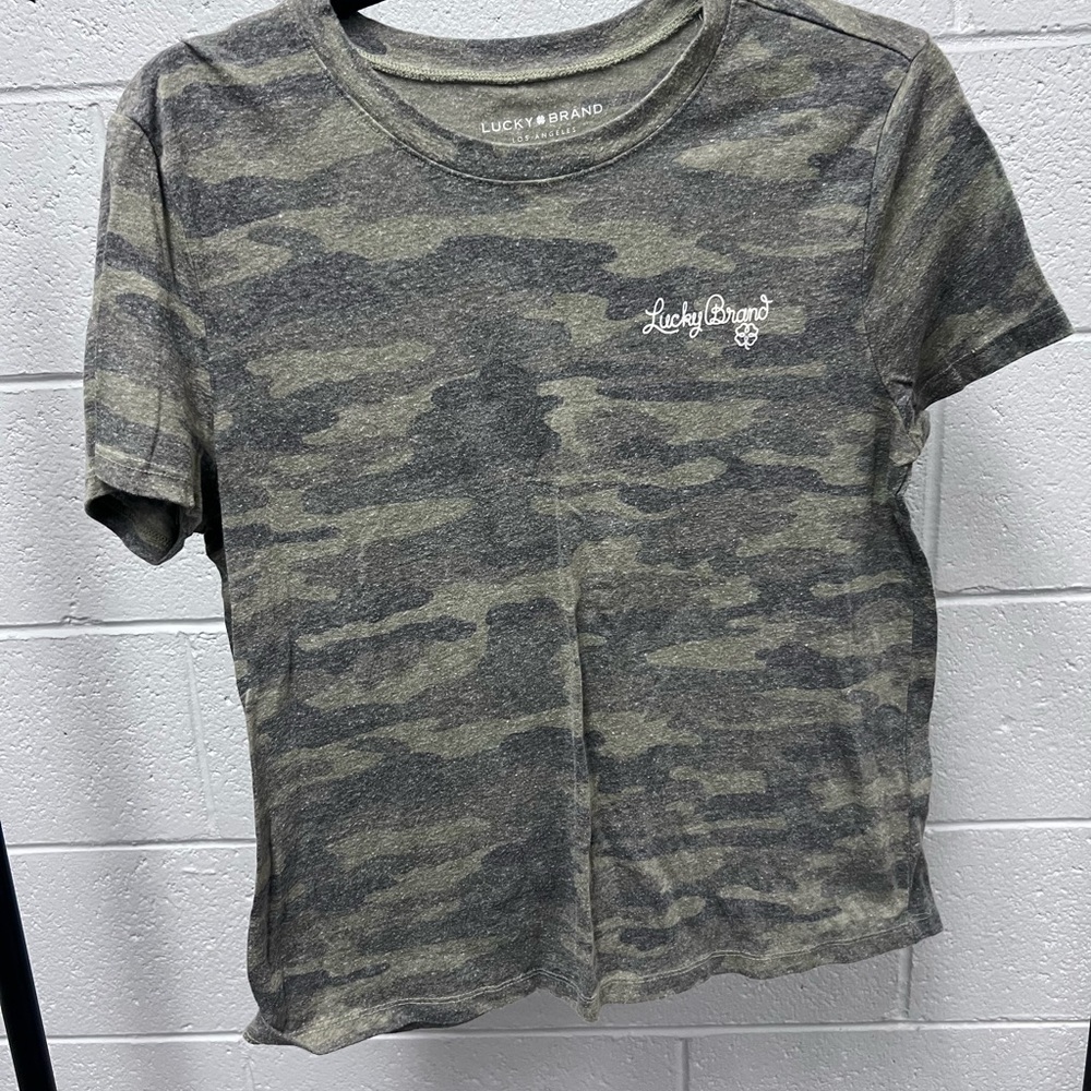 Lucky Brand Green Camo Short Sleeve Tee